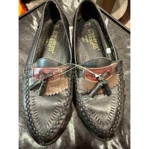Cranston Mens Leather Woven Kiltie Tassel Loafers Black Brown Brazil 10 180468